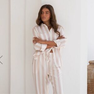 Piyama Long Sleep Set Size Medium M Blush pink white Maple top pants